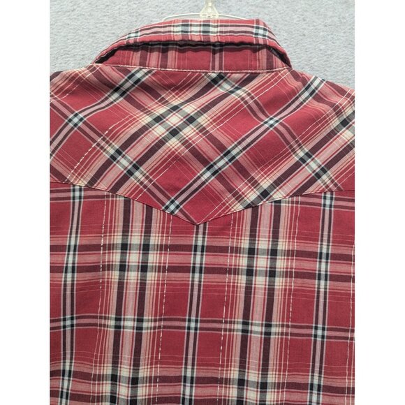 Wrangler Shirt Mens XXL Red Plaid Western Pearl Snap Short Sleeve Cowboy Rodeo - Picture 7 of 9